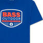 Camiseta gráfica com logotipo Bass Outdoor masculina, azul, tamanho pequeno