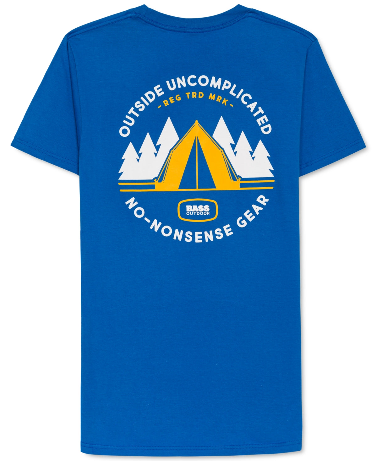 Camiseta gráfica masculina Bass Outdoor Tent, azul, tamanho extragrande