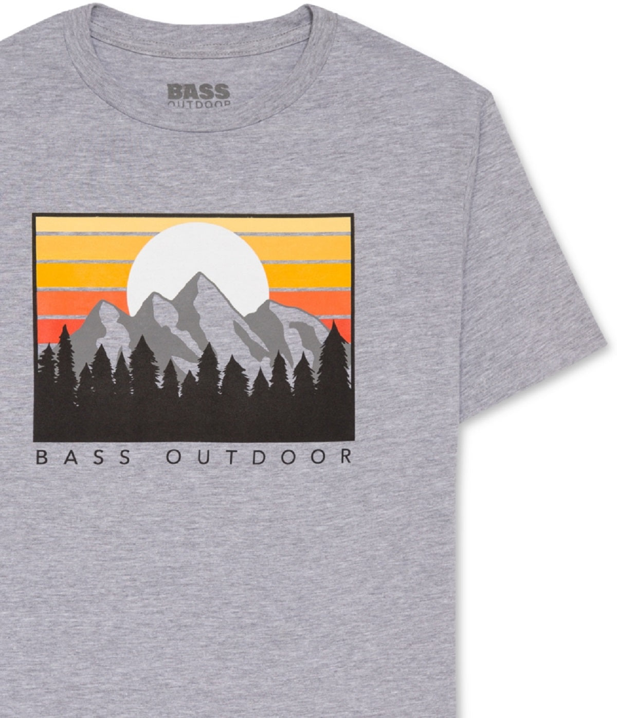 Camiseta gráfica de montanha masculina Bass Outdoor, cinza, tamanho pequeno