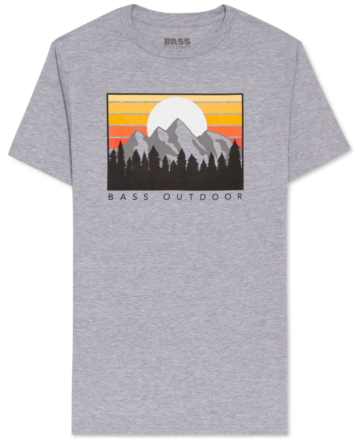 Camiseta gráfica de montanha masculina Bass Outdoor, cinza, tamanho pequeno