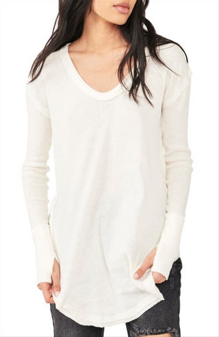Blusa feminina Colby Raw Edge da Free People, branca, tamanho X-S