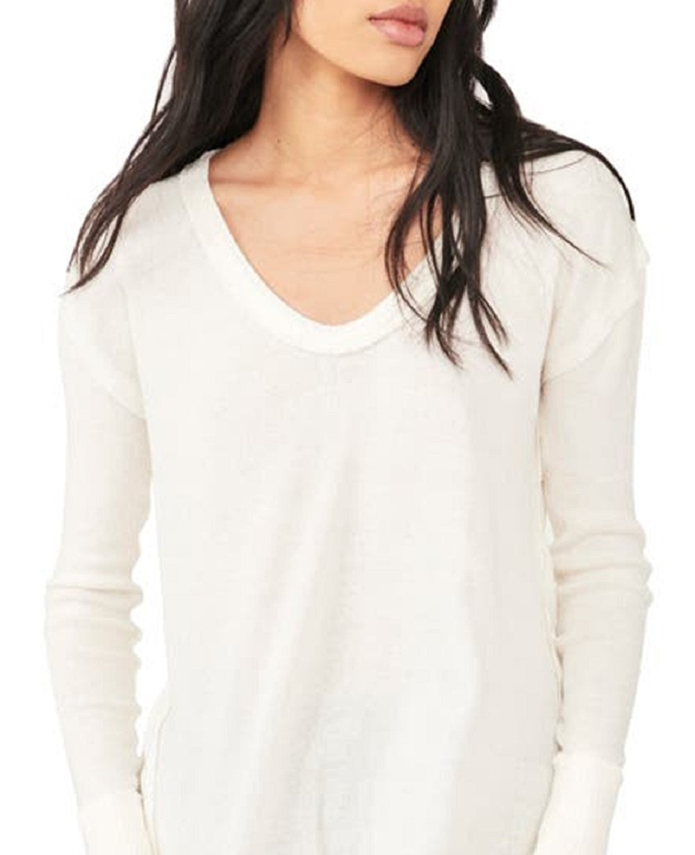 Blusa feminina Colby Raw Edge da Free People, branca, tamanho X-S