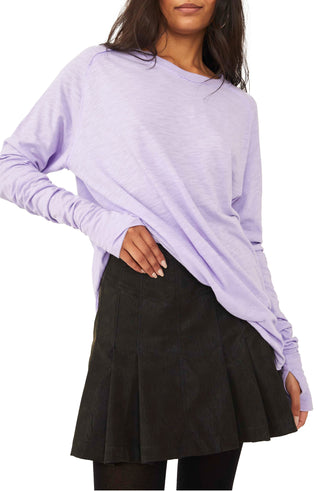 Blusa feminina Arden extra longa de algodão, roxa, tamanho pequeno, da Free People