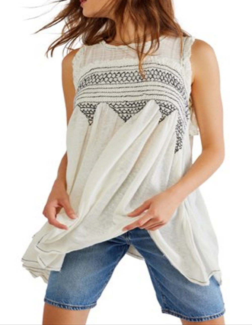 Túnica feminina Sea Breeze da Free People, branca, tamanho grande