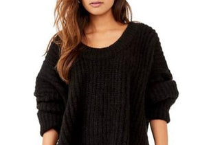 Suéter feminino Free People com decote em V e manga sino, preto, tamanho extrapequeno