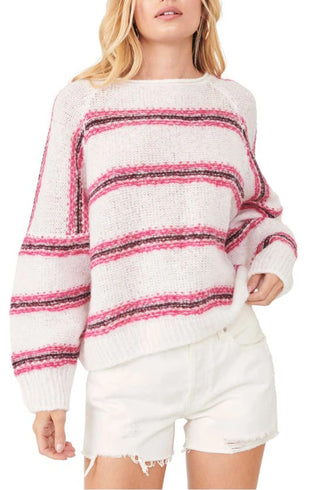 Suéter listrado Hockley Alpaca Blend para mulheres da Free People, branco, tamanho X-S