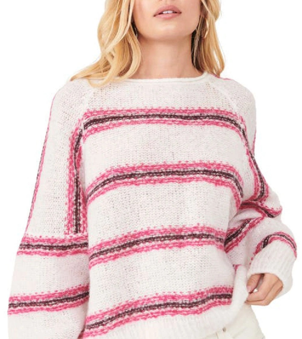 Suéter listrado Hockley Alpaca Blend para mulheres da Free People, branco, tamanho X-S