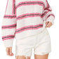 Suéter listrado Hockley Alpaca Blend para mulheres da Free People, branco, tamanho X-S