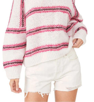 Suéter listrado Hockley Alpaca Blend para mulheres da Free People, branco, tamanho X-S