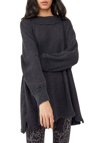 Blusa feminina gola alta She's A Keeper da Free People, preta, tamanho grande