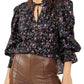 Blusa de algodão floral feminina Meant to Be da Free People, preta, tamanho pequeno