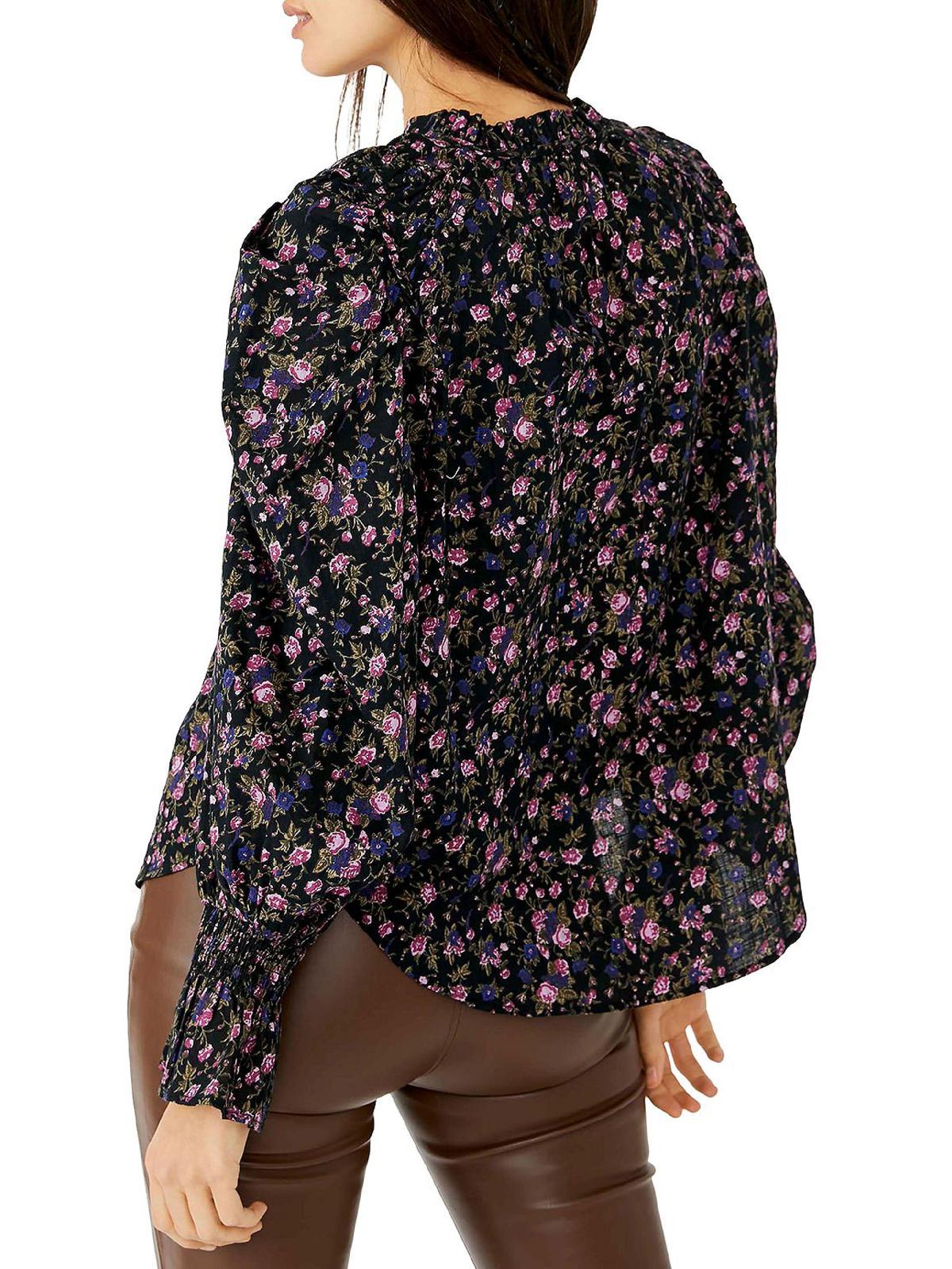 Blusa de algodão floral feminina Meant to Be da Free People, preta, tamanho pequeno
