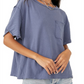 Camiseta feminina Free People Care FP com bolso grande, azul, tamanho X-S