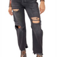 Calça jeans feminina estilo boyfriend, larga e afunilada, preta, tamanho 27, da Free People