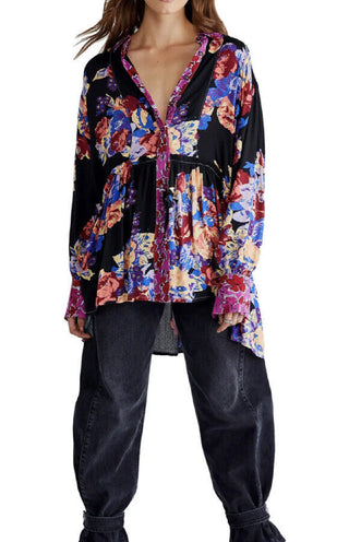 Camisa túnica feminina Brunch A Bunch da Free People, preta, tamanho pequeno