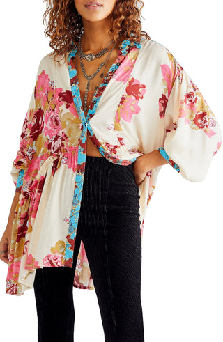 Camisa túnica feminina Brunch A Bunch da Free People, branca, tamanho X-S