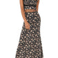 Top curto floral e saia longa femininos Free People, preto, tamanho 4