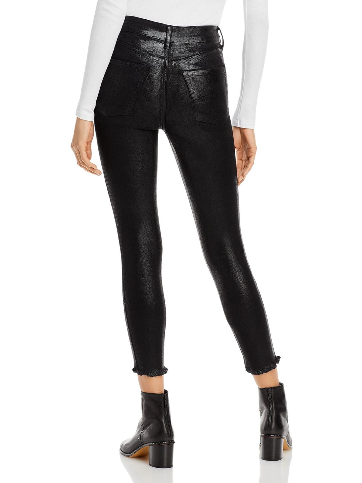 Calça jeans skinny com brilho e revestimento Free People feminina, preta, tamanho 27