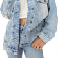 Jaqueta jeans feminina Flawless com capuz, azul, tamanho X-S