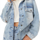 Jaqueta jeans feminina Flawless com capuz, azul, tamanho X-S