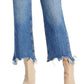 Calça jeans feminina Maggie Ripped Crop com perna reta, azul, tamanho 30