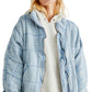 Jaqueta acolchoada feminina Free People com manga dolman, azul, tamanho pequeno