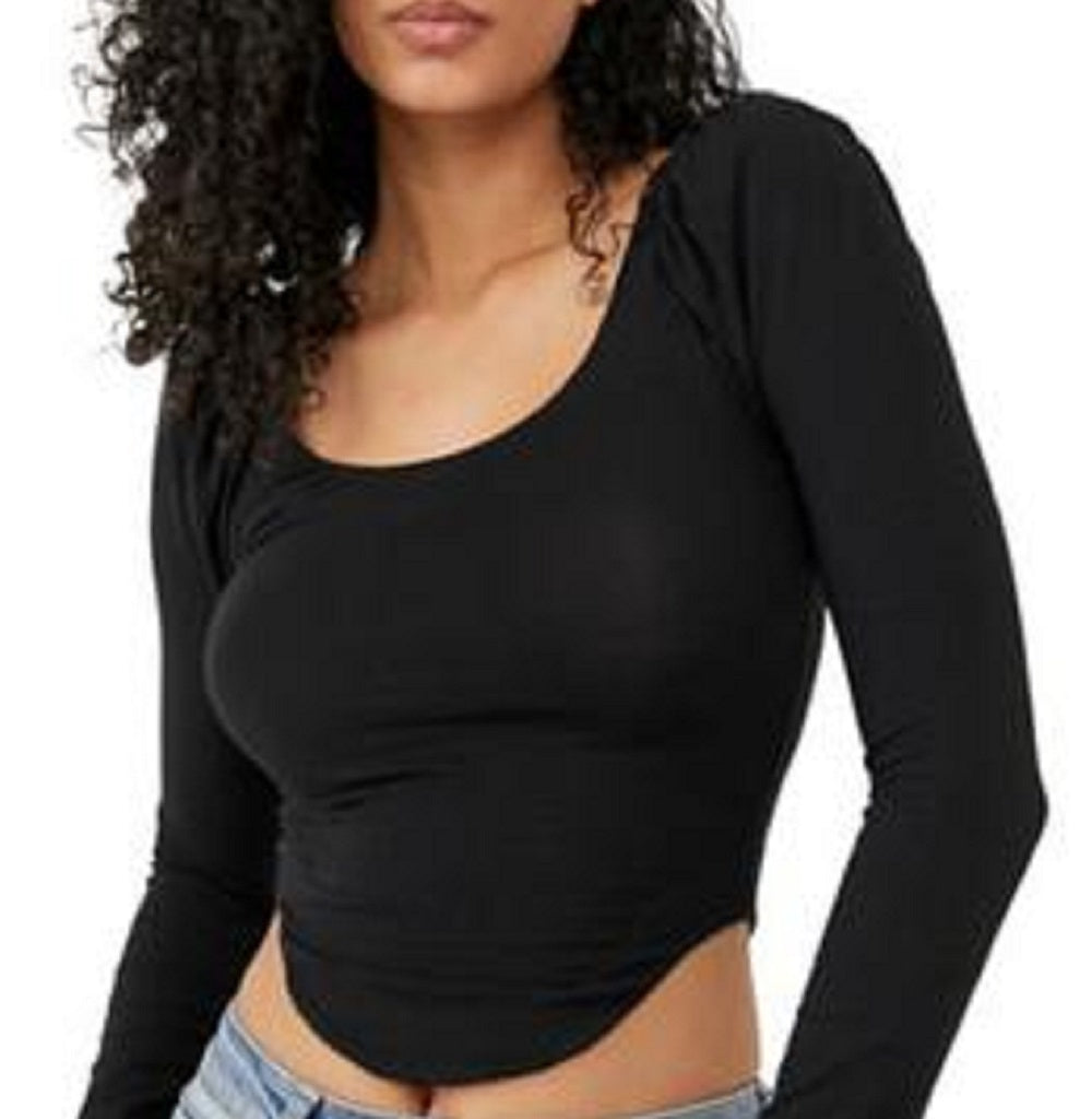Top curto Willow Corset feminino Free People, preto, tamanho pequeno