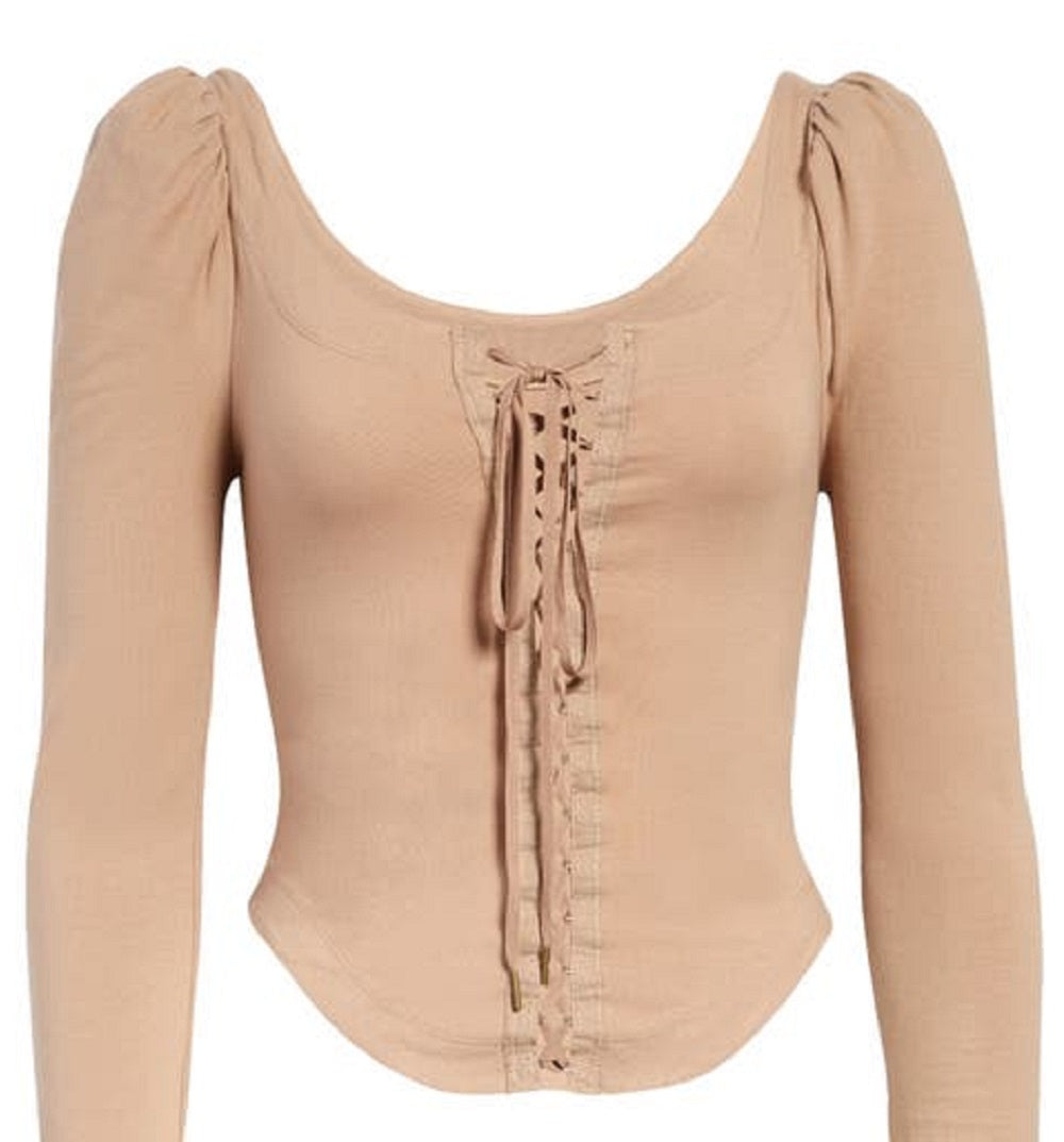 Top curto Willow Corset feminino Free People marrom tamanho pequeno