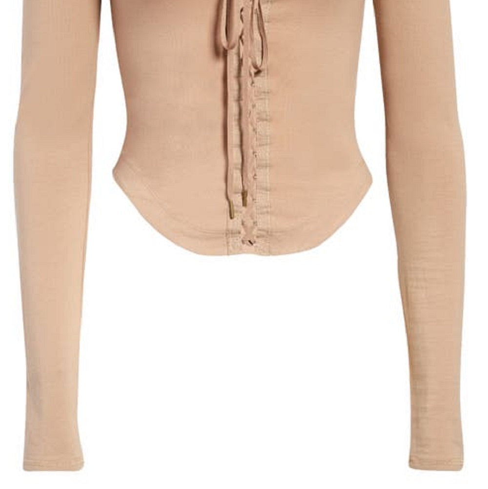 Top curto Willow Corset feminino Free People marrom tamanho pequeno