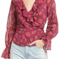 Blusa feminina Amanda com babados e manga comprida, rosa, tamanho médio, da Free People