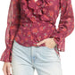 Blusa feminina Amanda com babados e manga comprida, rosa, tamanho médio, da Free People