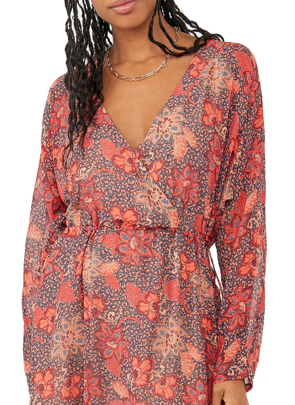 Vestido curto Teegan Floral Manga Longa Rosa Tamanho Médio para Mulheres Free People