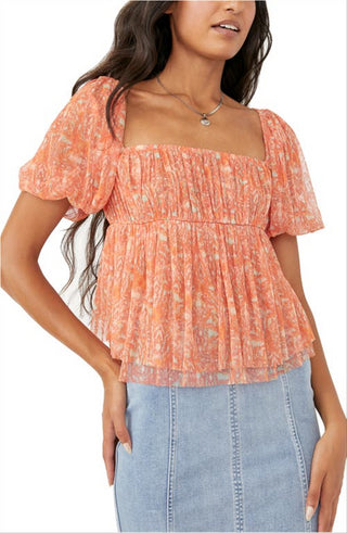 Top de malha Penelope feminino Free People laranja tamanho extragrande