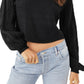 Suéter feminino Free People When It Rains de algodão com decote em V, preto, tamanho X-S