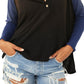 Blusa feminina Grand Slam de linho mesclado com manga três quartos, preta, tamanho médio