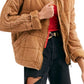 Jaqueta acolchoada feminina Free People com manga dolman, marrom, tamanho médio