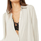 Camisa feminina Free People com botões, marrom, tamanho grande