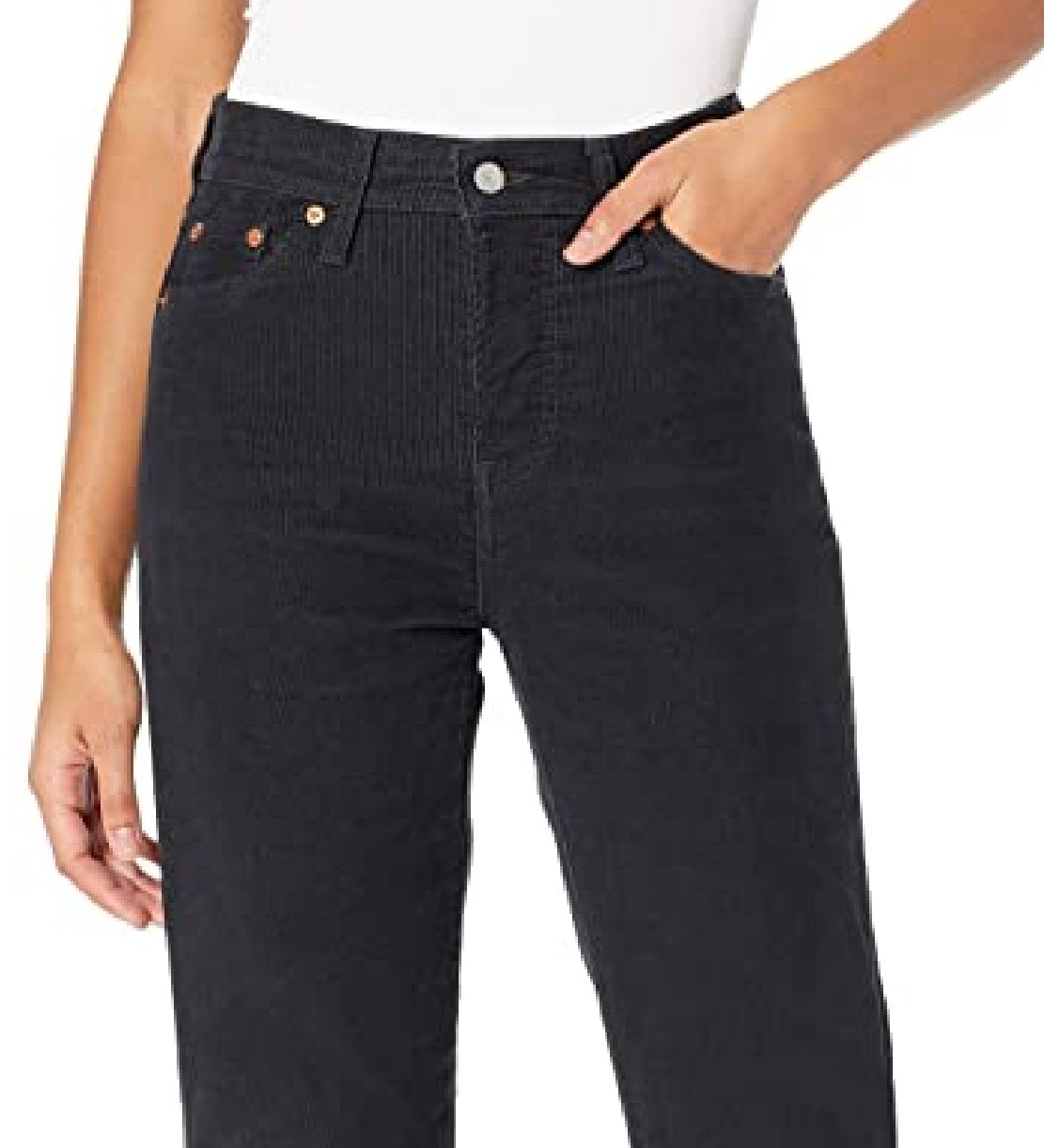 Calça jeans reta Levi's feminina de cintura alta Wedgie, preta, tamanho 30x28