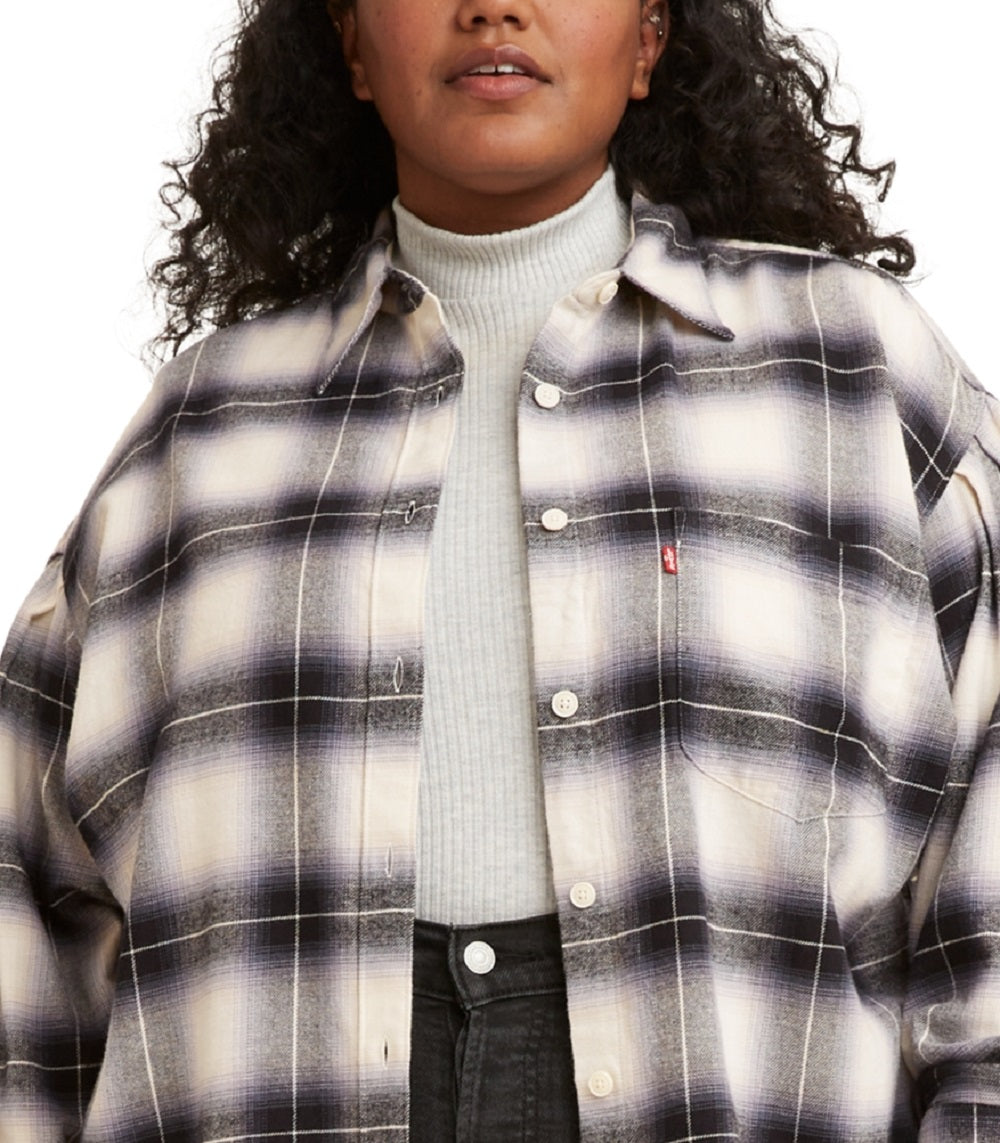 Camisa xadrez feminina Levi's de algodão Kenna, tamanhos variados 2X