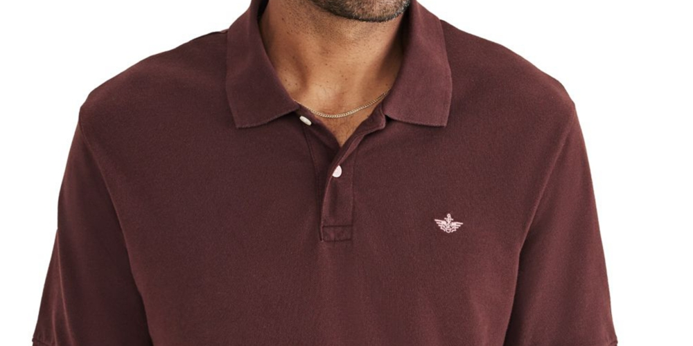 Camisa polo masculina Dockers Icon Slim Fit com logotipo bordado, vermelha, tamanho XX-G