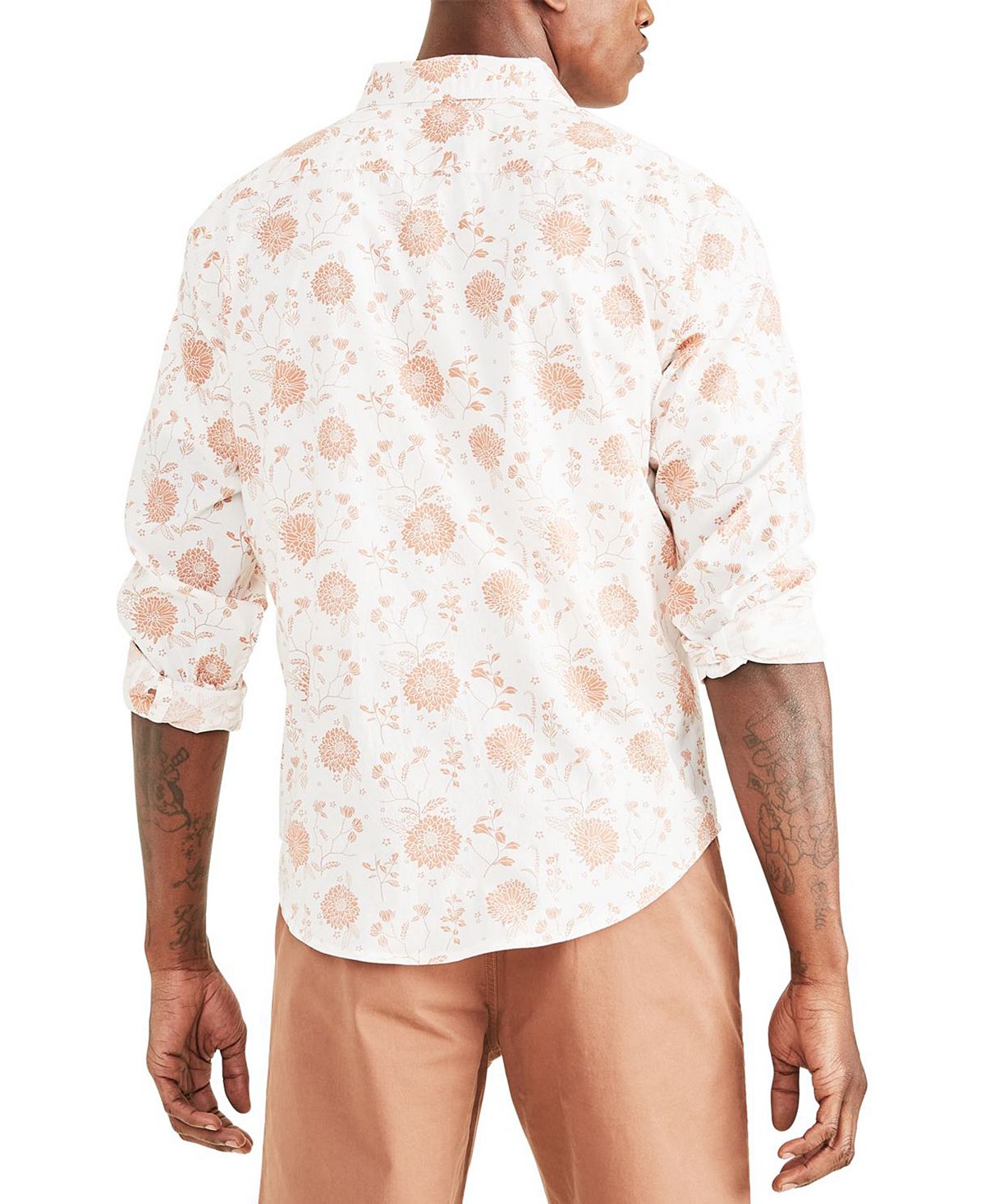 Camisa casual Dockers masculina de manga comprida, tamanho médio, branca, tamanho regular