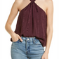 Top Halter de Seda Texturizada Drapeada FRAME em Cabernet, Tamanho X-S