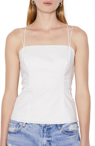 Regata com recorte e alças finas em branco tamanho médio