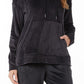 32 Degrees Moletom com capuz feminino de veludo com ombros caídos, preto, tamanho X-S