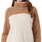 Moletom feminino Sherpa 32 Degrees com gola simulada, marrom, tamanho extragrande