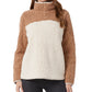 Moletom feminino Sherpa 32 Degrees com gola simulada, marrom, tamanho extragrande