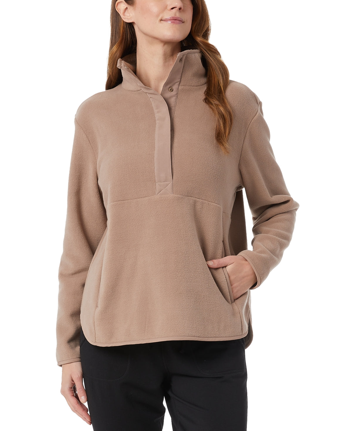 32 Degrees Moletom Feminino de Lã com Gola Simulada Marrom Tamanho X-S