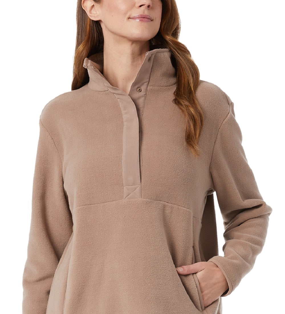 32 Degrees Moletom Feminino de Lã com Gola Simulada Marrom Tamanho X-S