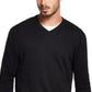 Suéter masculino vintage à prova de intempéries com decote em V e mistura de cashmere, preto, tamanho grande