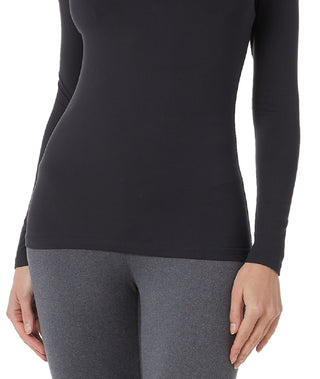 Blusa feminina com decote redondo e aquecimento aconchegante 32 Degrees, preta